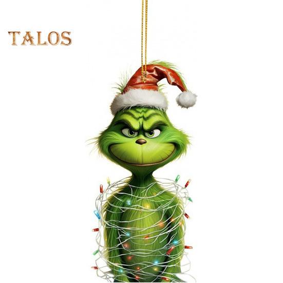 1/7Pcs Christmas Tree Ornaments Cartoon Green Elf Tree Hanging Decoration Acrylic Xmas Pendant for Holiday Car Window Wall Tree Decor