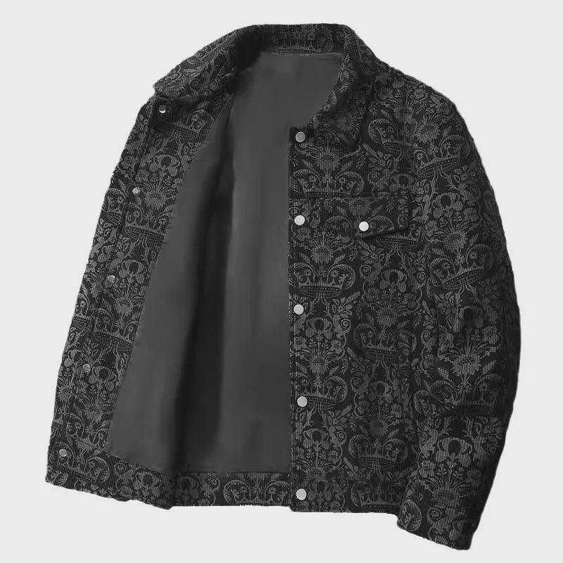 Men's Trendy Corduroy Jacket: Lapel, Full-Print, Spring/Autumn Casual Wear