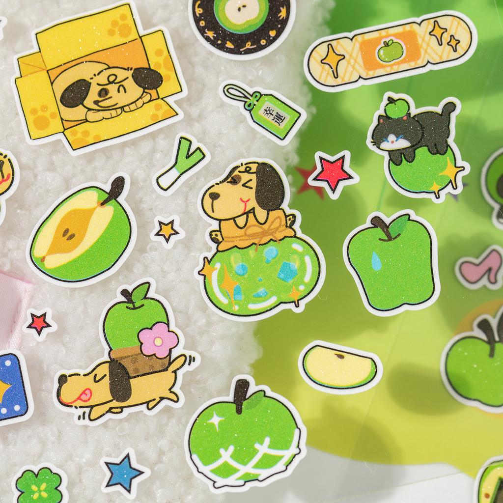 1 PC Apple Paradise Series Kawaii Cartoon Stickers DIY Diary Album Scrapbook Planner Handbook Aesthetic Supplies