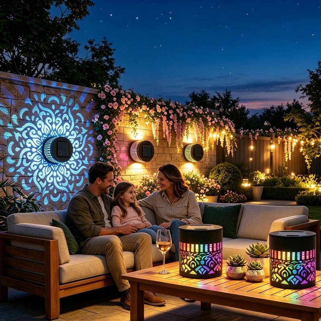 2PCS Solar Mandala Lights Outdoor, Seven-Color Changing