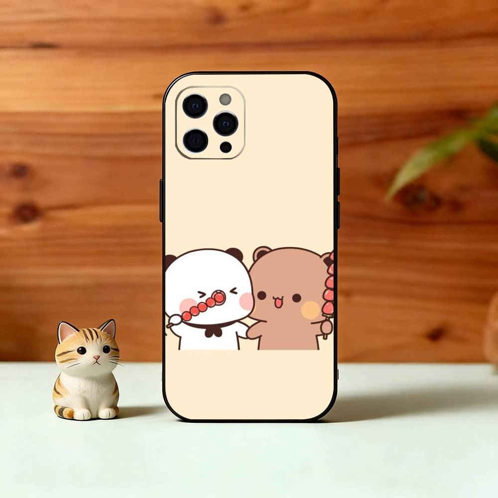 Sweet YiEr & BuBu Phone Case For iPhone 17,16,15,14,13,12,11 Plus,Pro Max,XS,Soft Silicone Black Cover