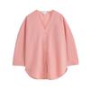 CS Summer New Product Women's Clothes Single Row Multi-Buckle V-neck 3/4 Sleeves Casual Type Linen Blended Tops 1301666