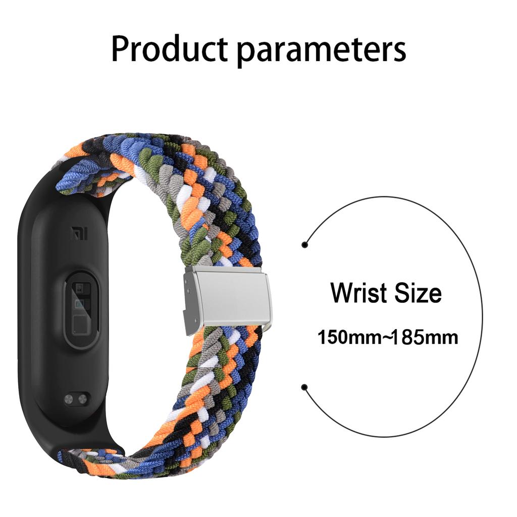 Браслет для Mi band 7 Ремешок Эластичный регулируемый металлический Плетеный нейлон Miband4 miband 5 correa pulseira для xiaomi Mi band 4 3 5 6
