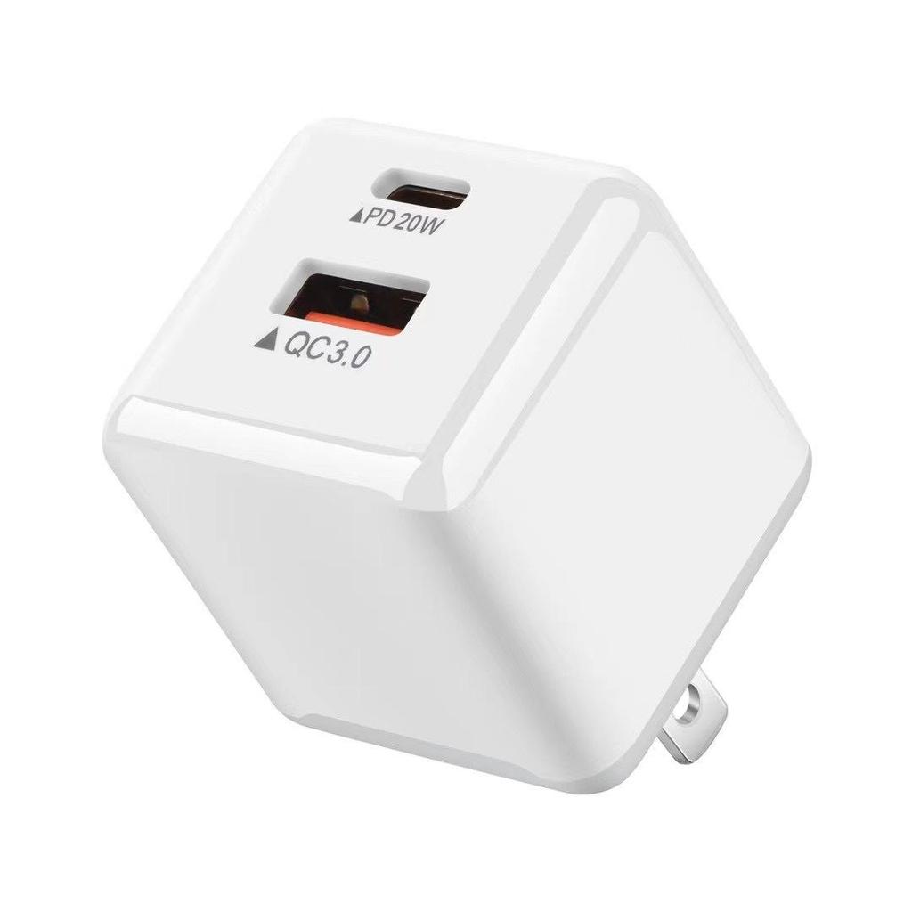 Компактное быстрое зарядное устройство Ice Cube PD20W+QC3.0 с разъемами A+C, стандартами UK/EU/US и совместимостью с TYPE-C