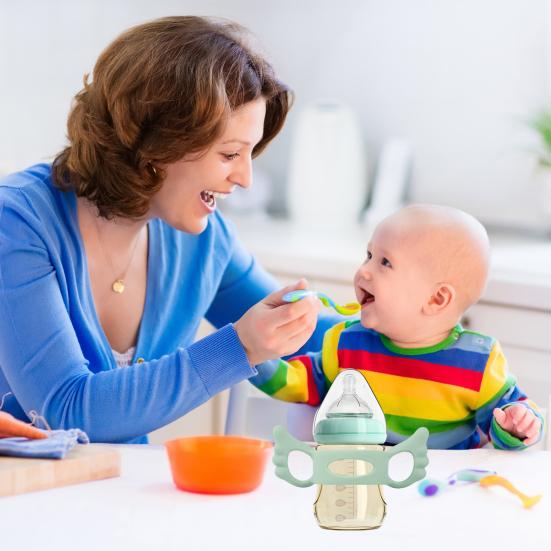 Baby Bottle Handle Reusable Food Grade Silicone Soft Grip Handle Sippy Cup Water Bottle Grip Infant Feeding Accessories