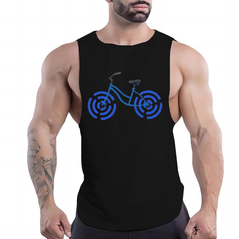 Summer Adult Men'S Casual Sports Crew-Neck Vest Creative Bike 2d Print Trend Comfortable Simple Breathable Sleeveless T-Shirt