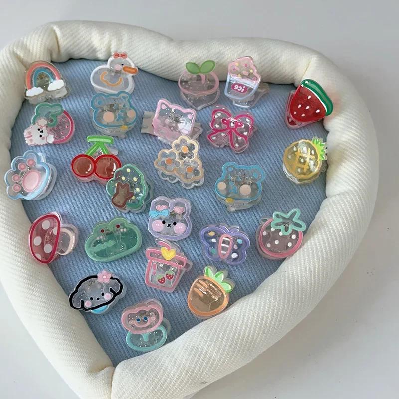 Супер милые маленькие заколки для волос для детей прозрачные акриловые заколки с мультяшными животными аксессуары для волос для девочек