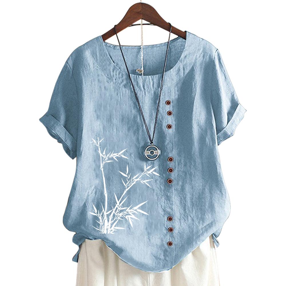 Модный женский хлопковый топ с короткими рукавами, 11 яркими цветочными принтами и круглым вырезом