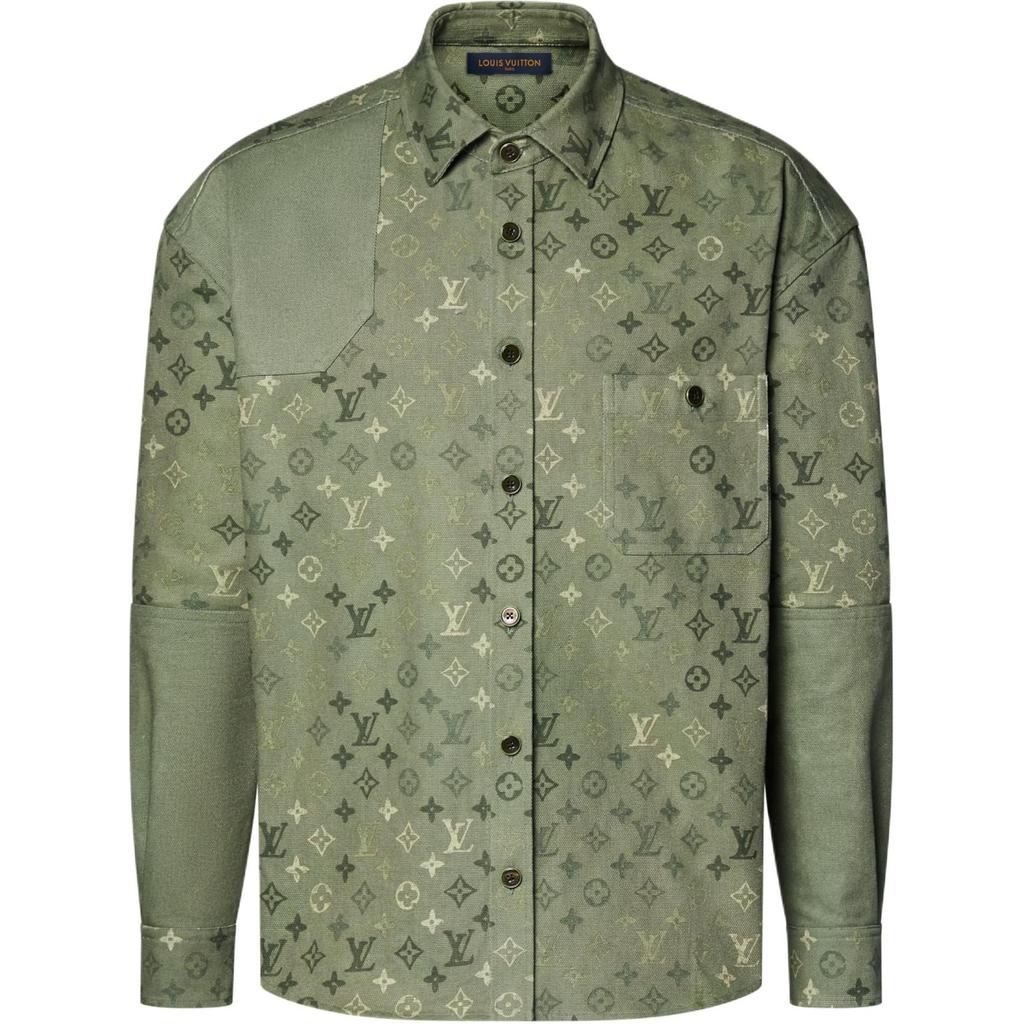 LOUIS VUITTON Shirts Men's Green Pointed Collar Moderate 1AJC48