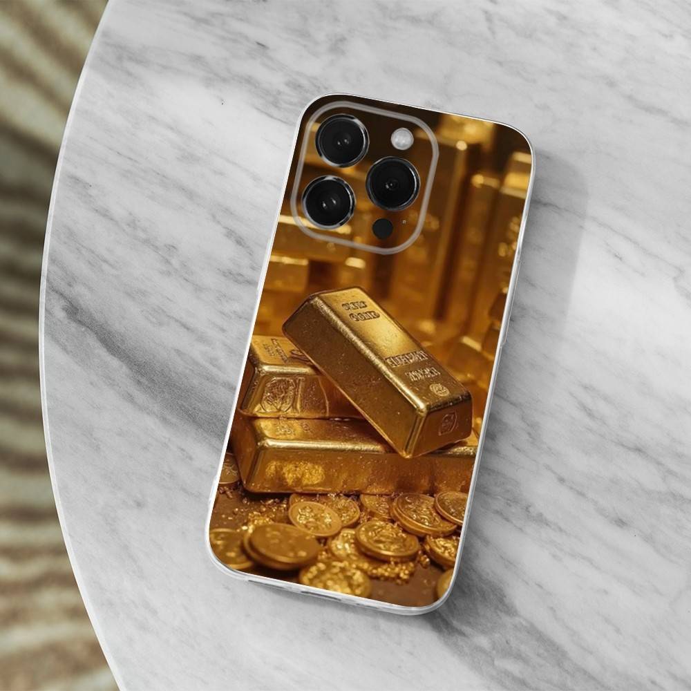 Cool Art Gold Precious Phone Case For iPhone,14,13,12,15,Pro,Max,Plus,11,17,16,X,XS,XR,SE,Mini Transparent Soft Cover