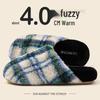 Thickened Autumn/Winter Plaid Stripe Cotton Slippers - Comfortable Unisex Homewear