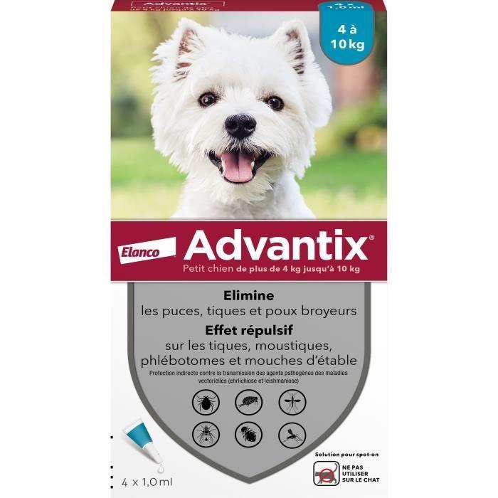 ADVANTIX Dog Antiparasitic Solution Small Breed 4 To 10kg 4 Pipettes