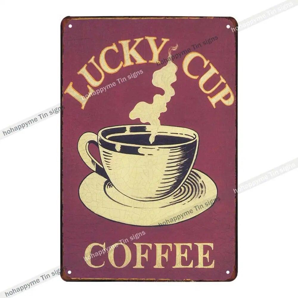 Coffee Vintage Signs Tin Metal Art Iron Painting Decoration Cafe Pub Club Bar Retro Poster Wall Stickers Home Decor 20x30cm