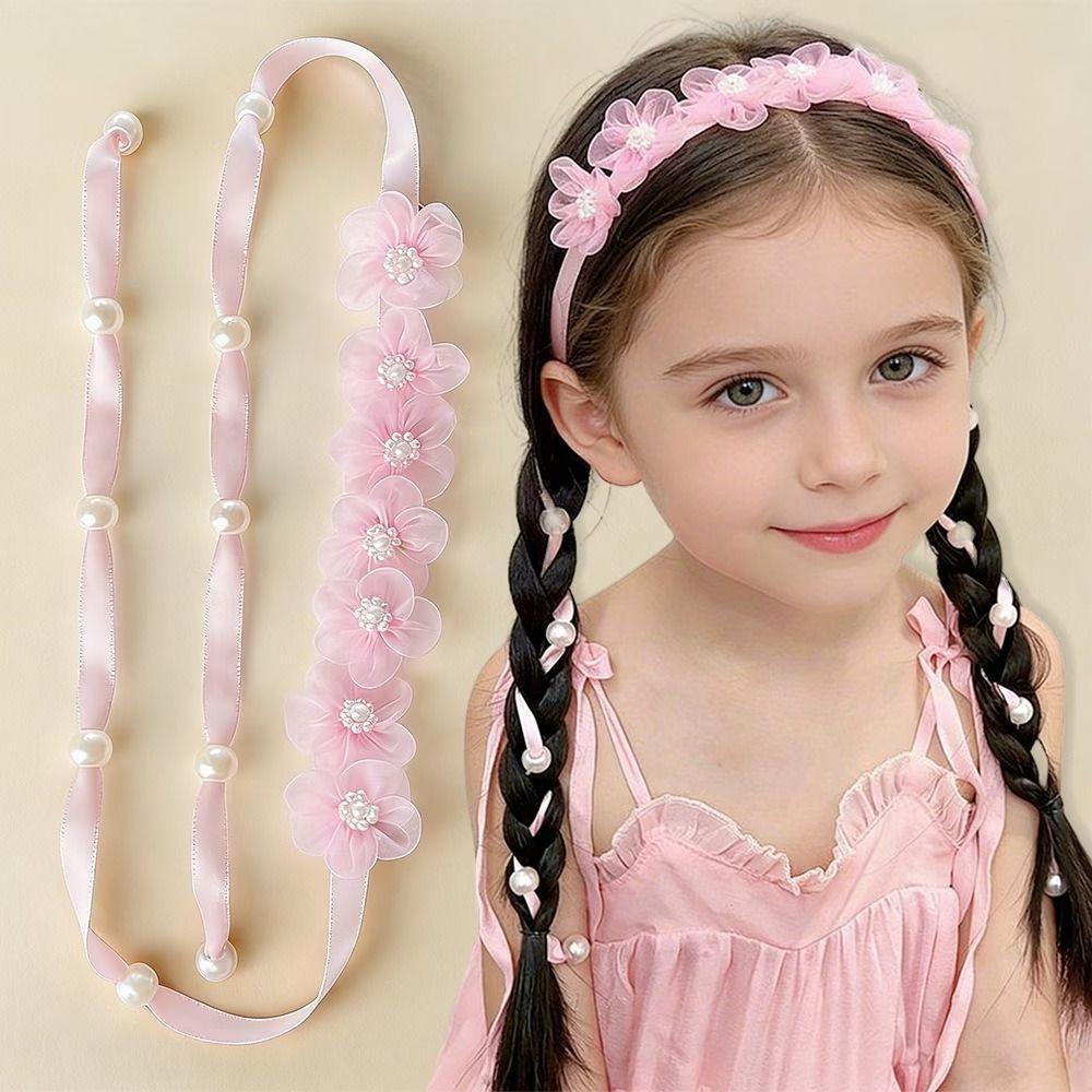 Boho Style Braided Hair Ribbon Organza Lace Hair Accessories Cute Girls Hair Headband  Dress Up
