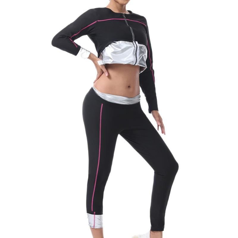 Women's Sauna Suit Body Shaper Long-Sleeve Fitness Set for Running & Outdoor Exercise