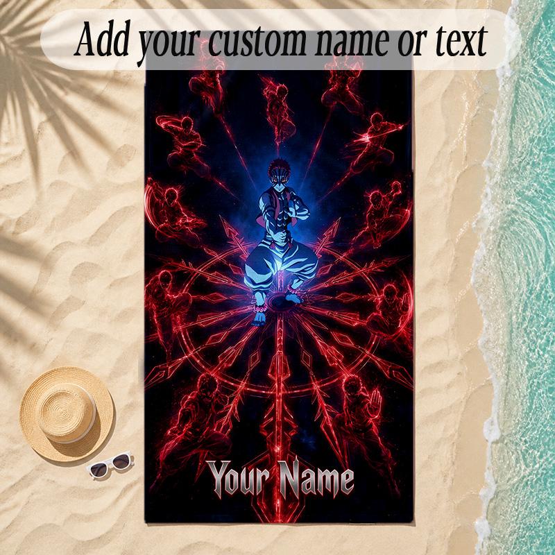 Beach TowelDemon Slayer Custom Name Text Personalized Soft Towel for Beach Pool Indoor Home Decor Gift