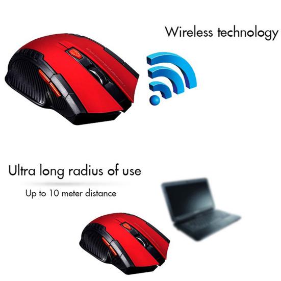 2.4G Wireless 6 Auto Sleep Optical Keys 1600DPI Gaming Mouse Mice for PC