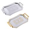 594C Stainless Steel Storage Tray with Handle Delicate Pattern Serve Plate Supplies for Home Restaurant Cafe Shop Bar Decor