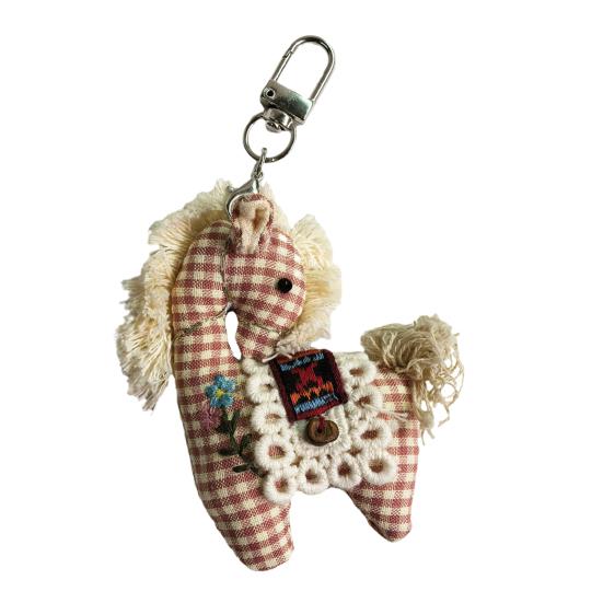 Брелок Подвеска для сумки Хлопок Лен Шарм Лошадь Винтаж Школьный Рюкзак Кольцо для ключей Портативные Аксессуары для сумки