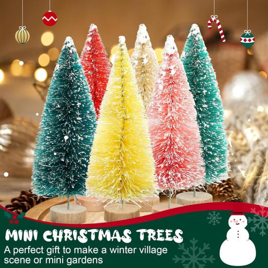 24/45 Pcs Mini Christmas Tree Artificial Mini Pine Trees with Wooden Base Reusable