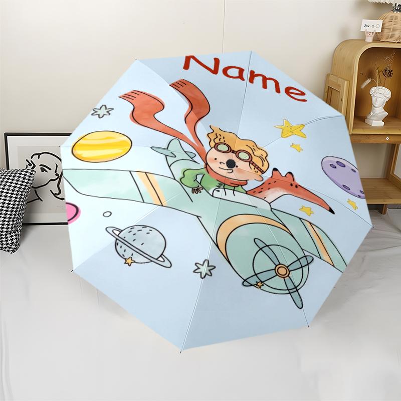 Custom Name The Little Prince Theme Automatic Umbrella, Lightweight & Portable, 8 Rib, Perfect for Outdoor Travel, Birthdays, Christmas, Gifts.