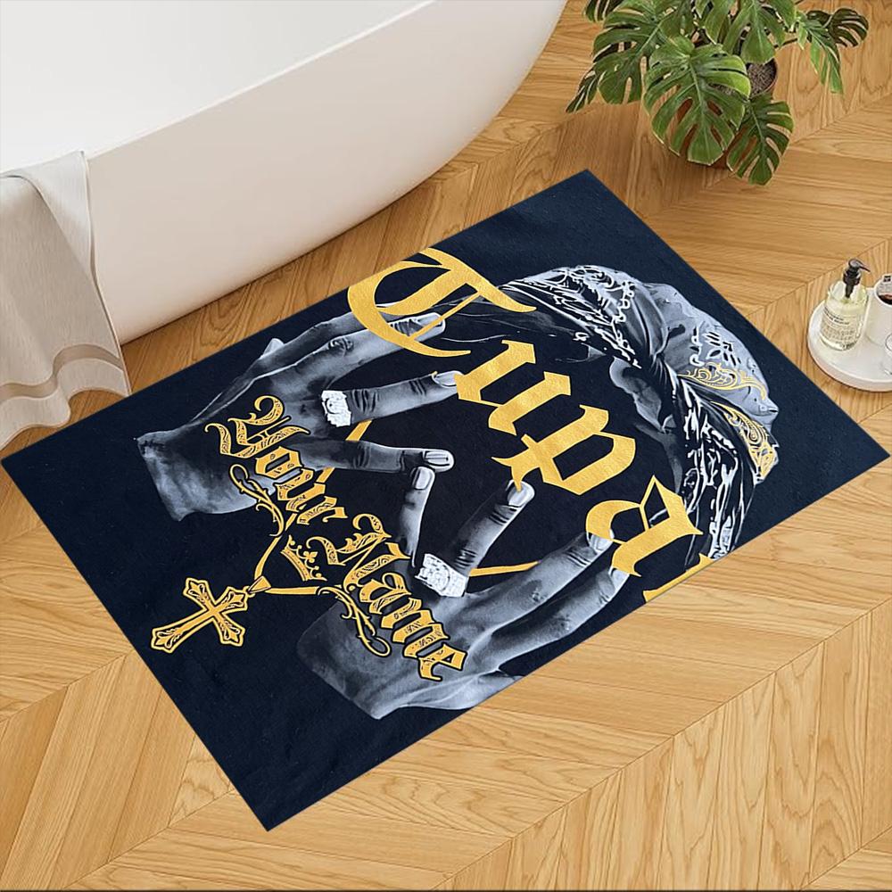 2pac Customize Your Name Area Rug Suitable for Foyer Decorate room Entryway Balcony Anti-slip Rug Anime Office Decor
