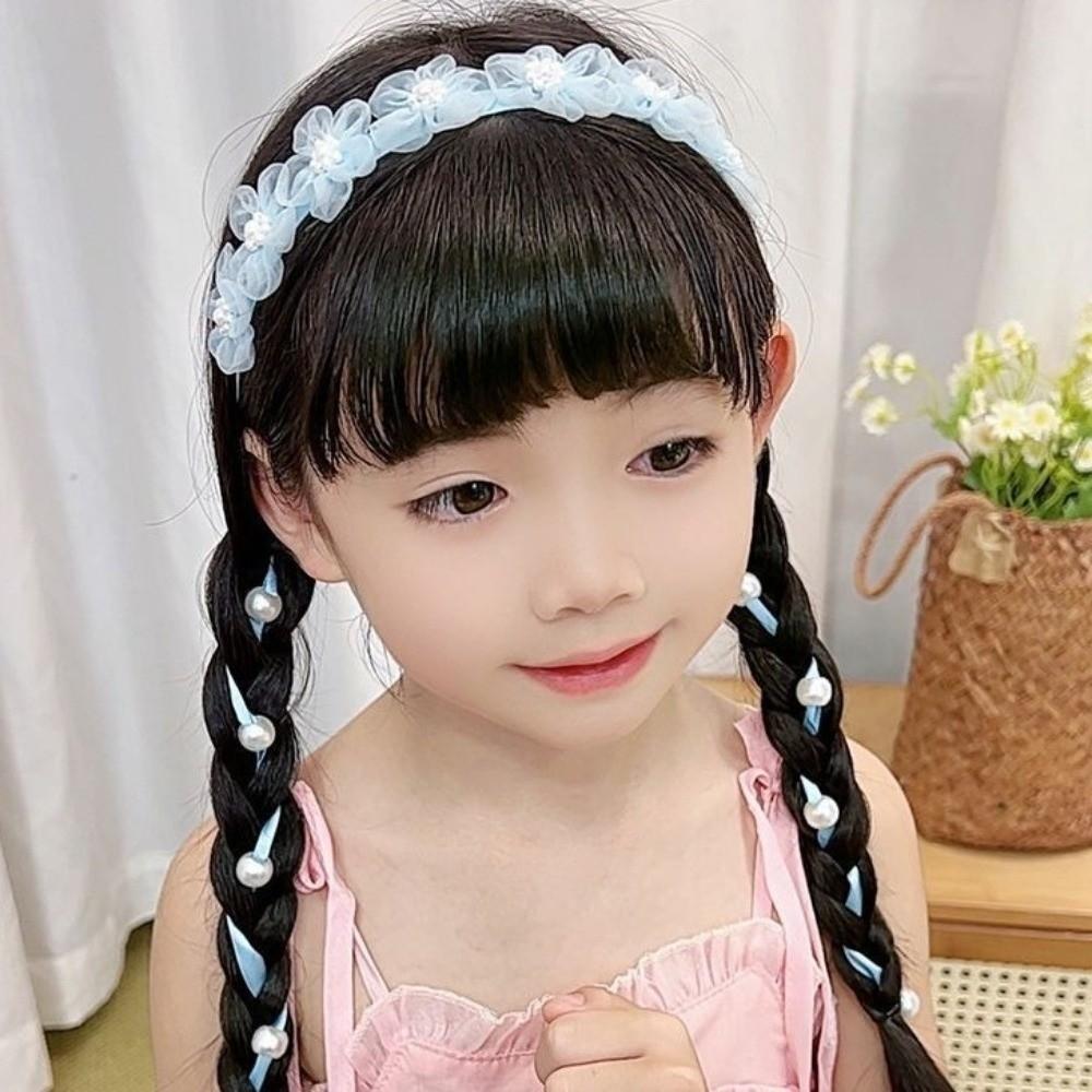 Sweet Design Floral Headband Snow Yarn Imitation Pearl Headband Childrens Festival