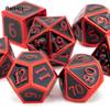 7 шт., черные, красные стандартные металлические кубики, набор цельнометаллических многогранных кубиков, подходящий для ролевой игры, настольной игры, карточной игры