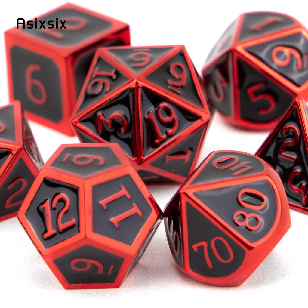 7 шт., черные, красные стандартные металлические кубики, набор цельнометаллических многогранных кубиков, подходящий для ролевой игры, настольной игры, карточной игры