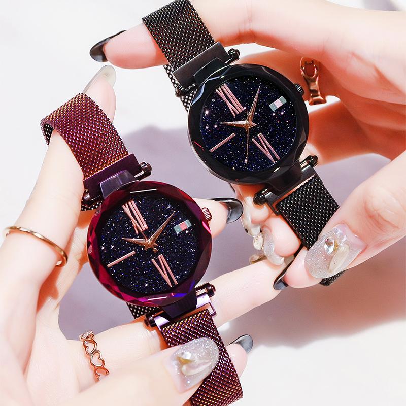 Fashion Women Watches Magnetic Starry Sky Female Clock Quartz Wristwatch magnet strap Luxury Ladies Dress Wristwatch gift