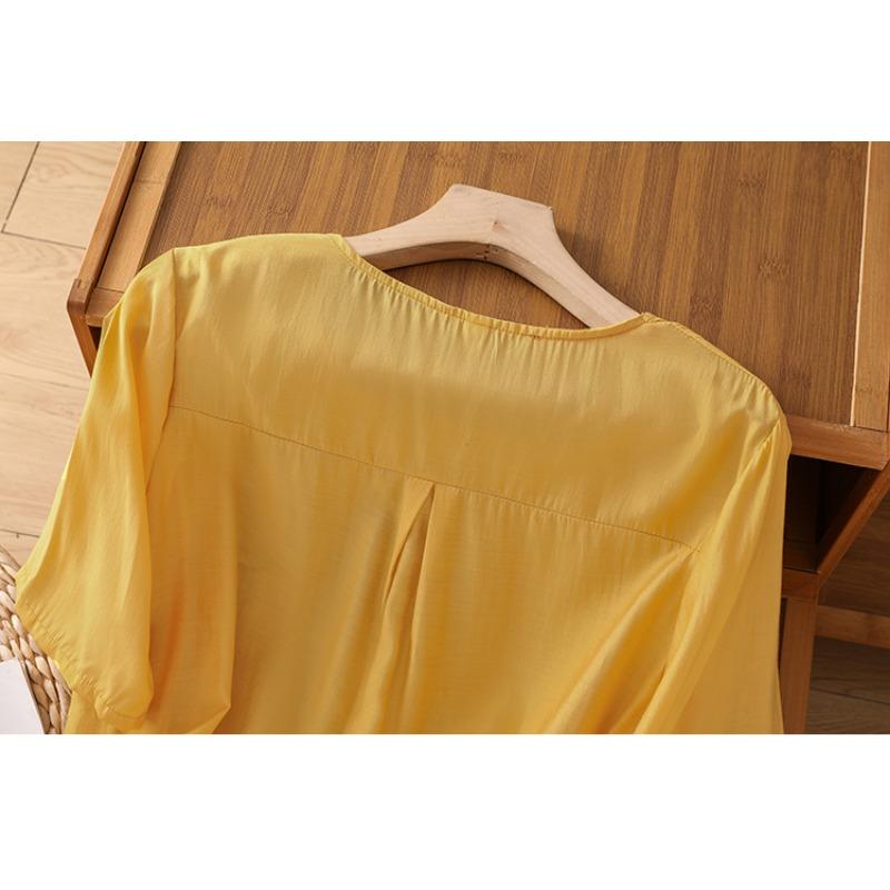 DIMANAF 2025 Новая Летняя Футболка Большого Размера Женская с Круглым Вырезом и Коротким Рукавом Винтажная Льняная Свободная Майка Футболки Макси