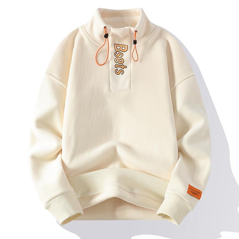 Мужская осенне-зимняя утолщенная толстовка из австрийского зернистого флиса с вышивкой, модная уличная полуводолазка, толстовка, одежда