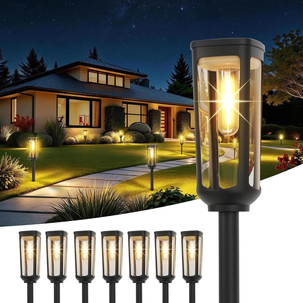 JEJOT Solar Pathway Lights Outdoor Waterproof, 8 Pack Solar Walkway Lights