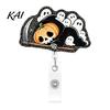 Pumpkin Badge Clip Halloween Retractable Reel, Cute And Grim Reaper Design, Acrylic Reel Smooth Pull Cord for Nurse Doctor Teacher ID Card Party Gift