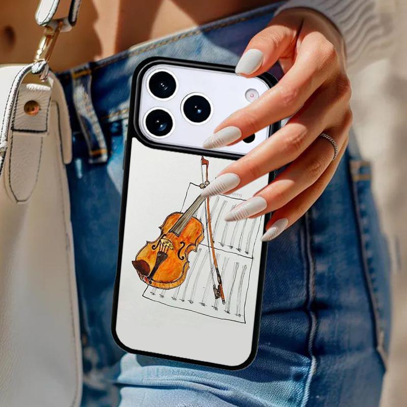 Музыкальные ноты Скрипка Классический Чехол для Телефона Для iPhone 17 Air 14 15 13 12 Max Чехол Для Apple 16e 11 Pro Max Plus Coque