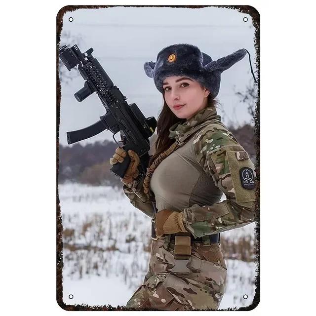 Винтажные металлические жестяные таблички с пинап-девушками Ретро военные плакаты Железный настенный декор для мужской пещеры, дома, кафе, сада, клуба, бара Уника