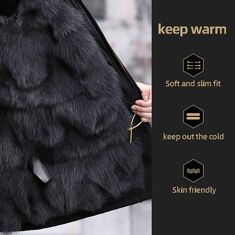 Мужская парка с подкладкой из цельного меха норки, новый зимний стиль, меховое пальто мехом к коже, имитация кашемира норки, средней длины