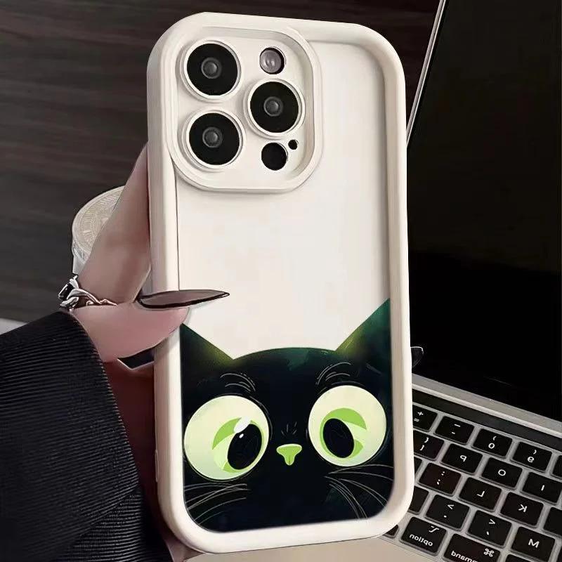 Cute Cat Personalized phone case iphone16pro For iPhone 16 15 Pro Max 16pro 14 13 12 11 16Plus Thickened Silicone Soft Shell