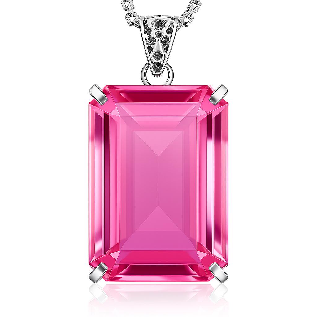 Lab-Created Pink Sapphire Loose Gemstone 132.9 ct Emerald Cut Pendant September Birthday Birthstone