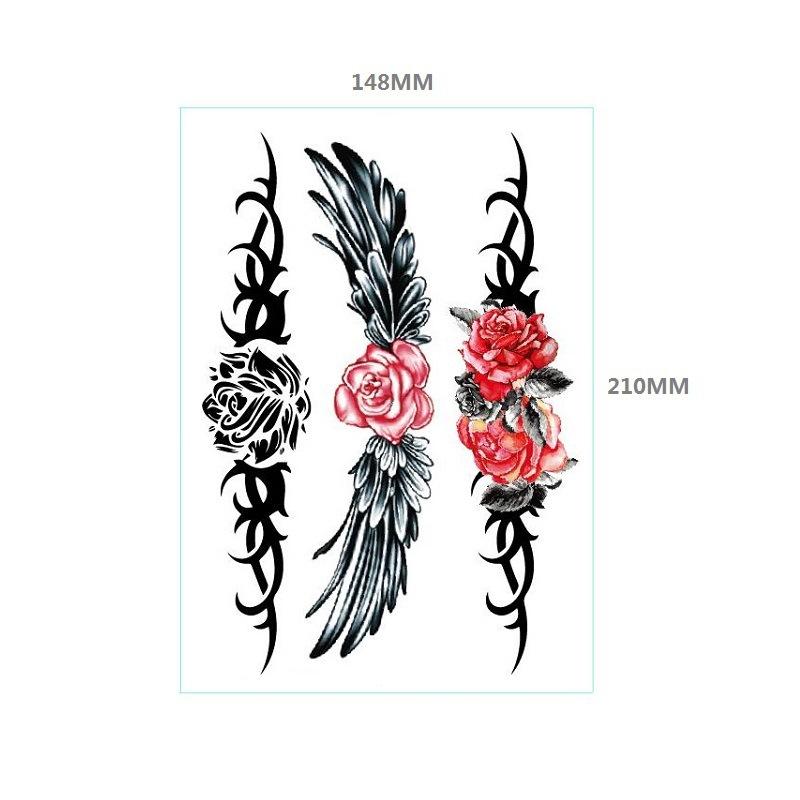 Длинный тотемный цветок бабочка рука бедро временная одноразовая водонепроницаемая имитация татуировки наклейка женский костюм