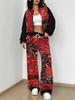Splicing autumn and winter new European and American women's clothing retro pattern printing suit women