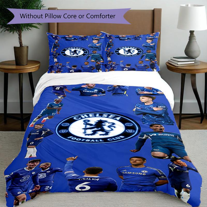 3pcs Duvet Cover Set (1*Duvet Cover + 2*Pillowcase, Without Core),football club F.C Print Bedding Set, Bedroom Decor, All‑Season, Birthday Gift