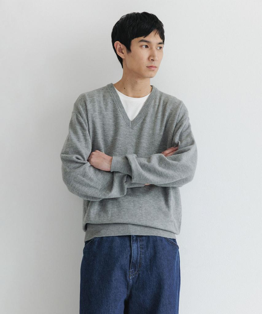BLANKROOM V-Neck Knit_Light Gray