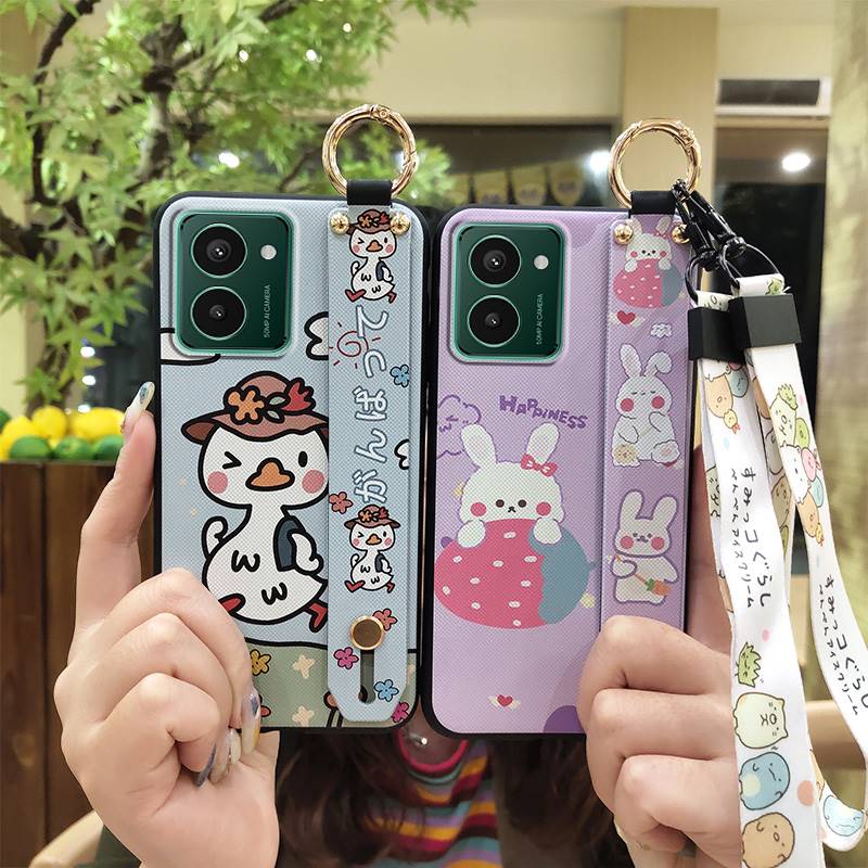 Cartoon Wristband Phone Case For Nokia HMD Pulse/Pulse+/Pulse Pro Shockproof Anti-knock Wrist Strap Fashion Design Ring