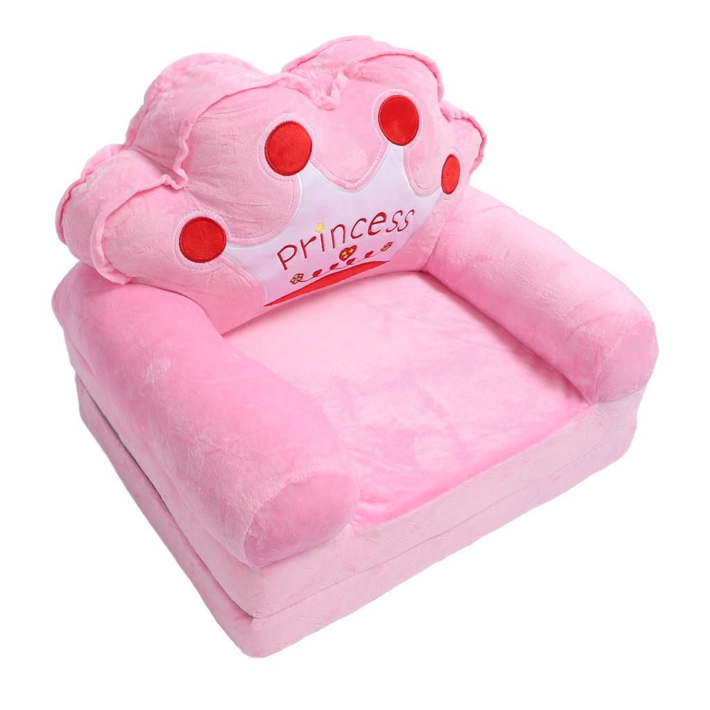 Toddler Chair for Girls Kids Cute Princess Tiara Fold Out Couch Bed Floor Cushion Armrest Sofa for