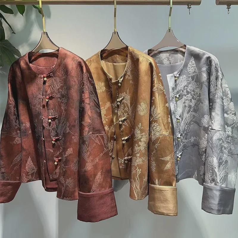 «Женский пиджак Tang из высококачественного жаккарда с длинными рукавами 2024 года»