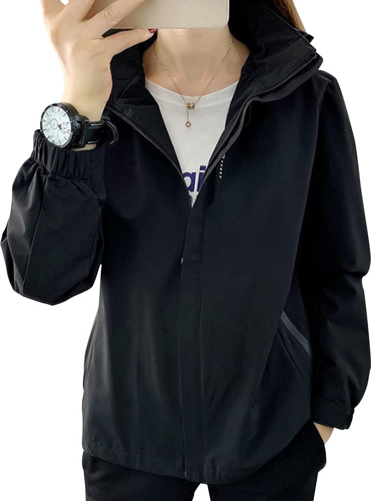 Windbreaker Stand Collar Zip Up Sporty Outdoor Mountain Parka Sports UV Parka Simple Stylish Large Loose Exclusive Harajuku Style Street Casual