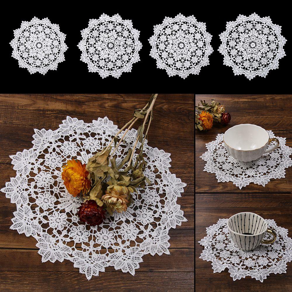 Banquet Decor Lace Round Shape Coasters for Kitchen Table Cotton Napkin Embroidery Table Cloth