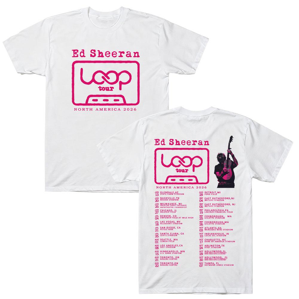 Ed Sheeran 2026 North America Tour T Shirts 2026 Loop Concert New Date Graphic Print Tee High Quality Cotton Top Unisex T-shirts