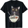 Funny Cat Pattern Food Noodles 3D Printed Mens T-shirt Short Sleeves Summer Leisure Tees Round Neck T Shirts Loose Tops